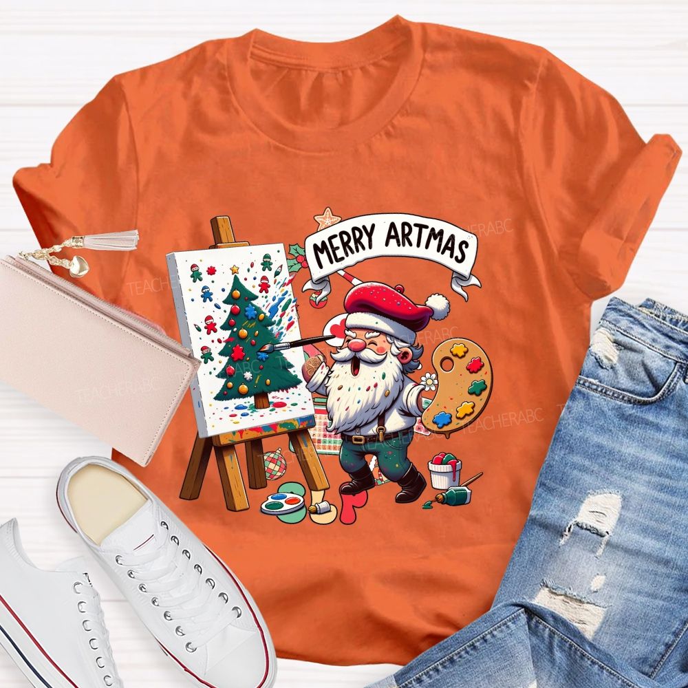 Merry Artmas Fun Christmas For Art Teachers T-shirt