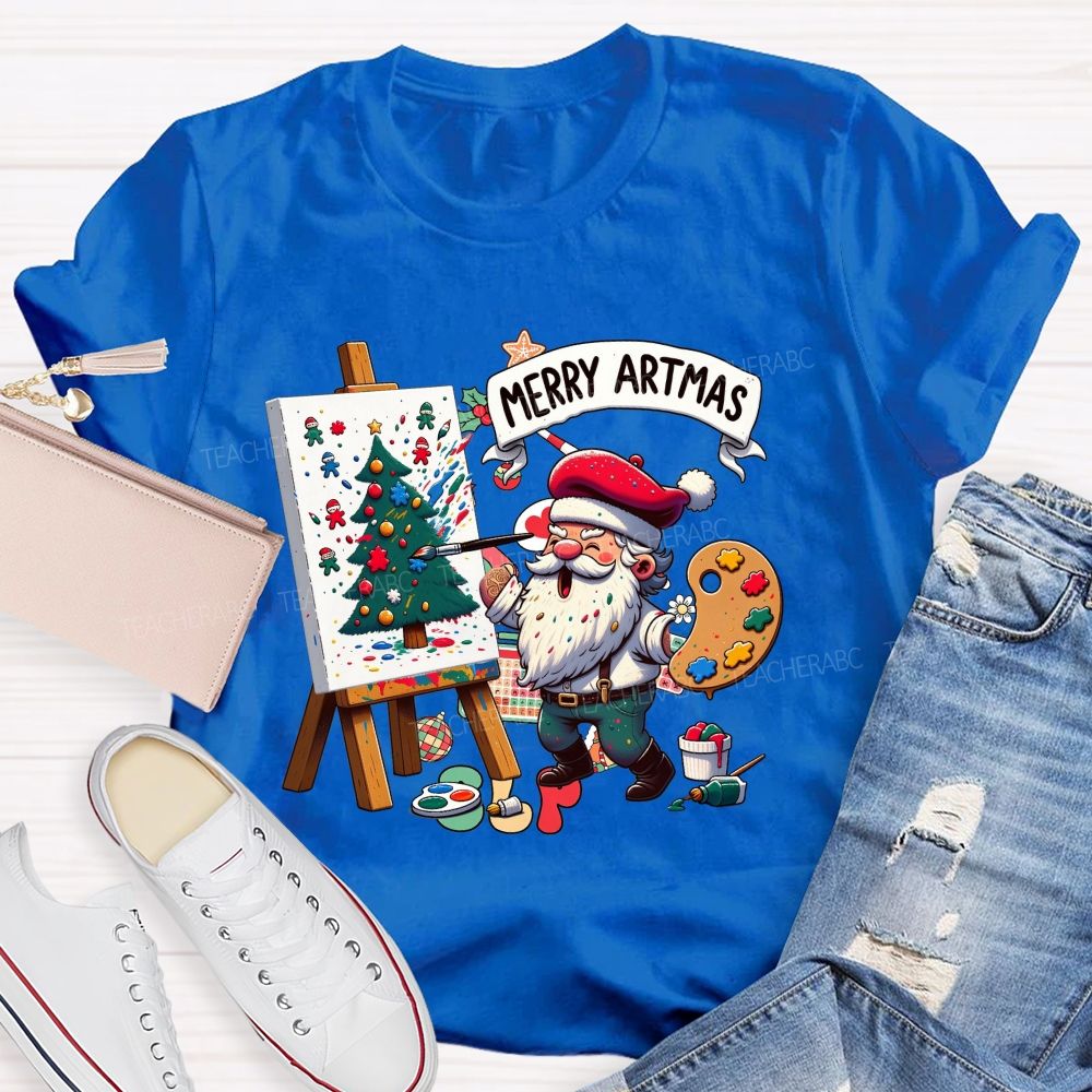 Merry Artmas Fun Christmas For Art Teachers T-shirt