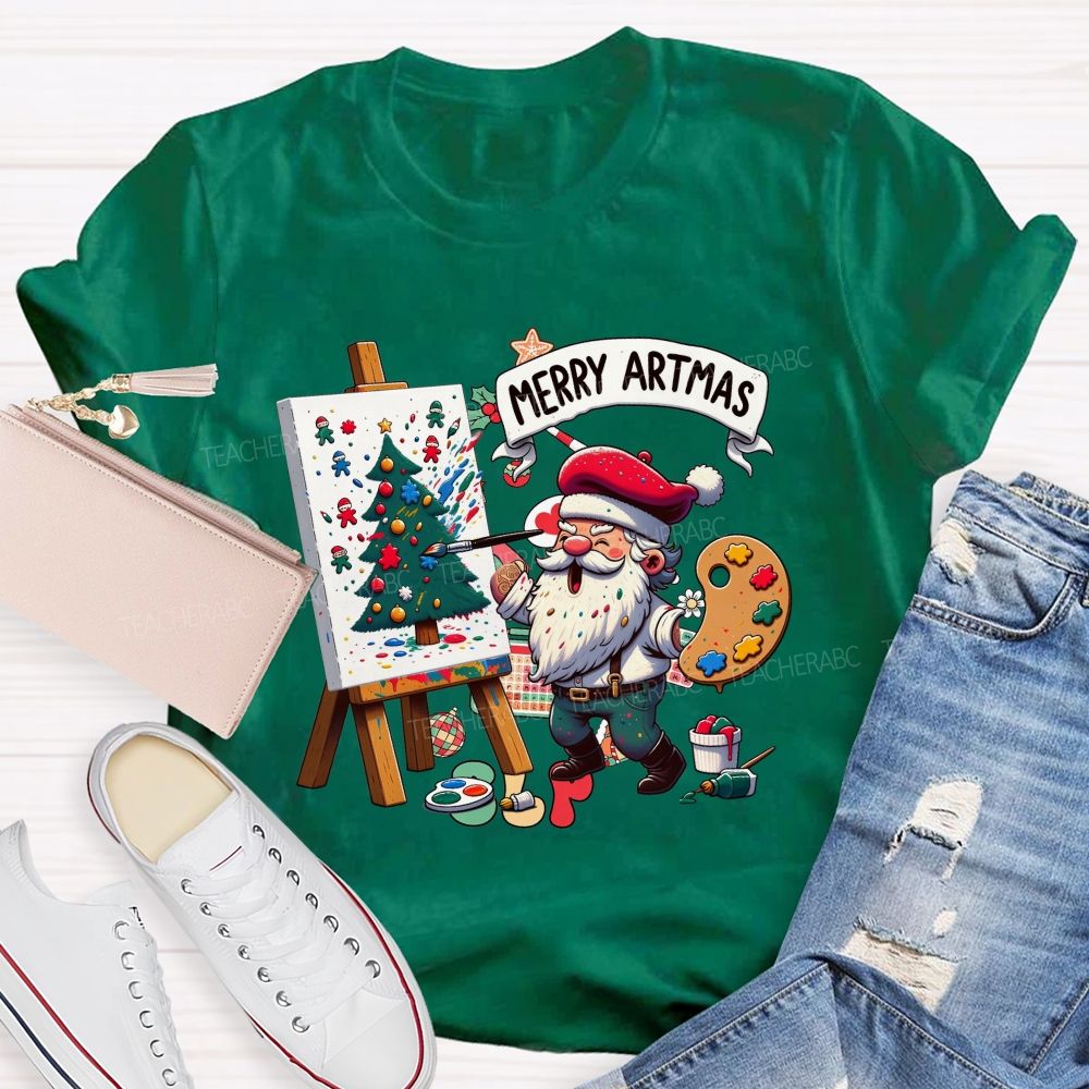 Merry Artmas Fun Christmas For Art Teachers T-shirt
