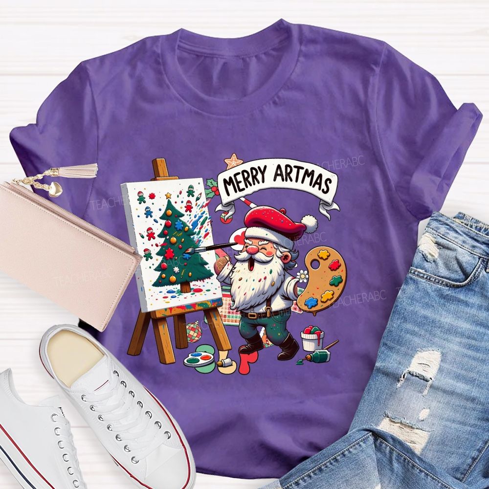 Merry Artmas Fun Christmas For Art Teachers T-shirt