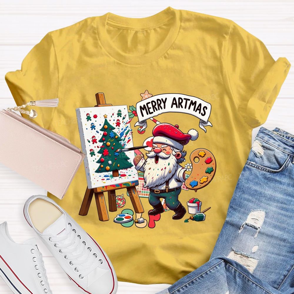 Merry Artmas Fun Christmas For Art Teachers T-shirt