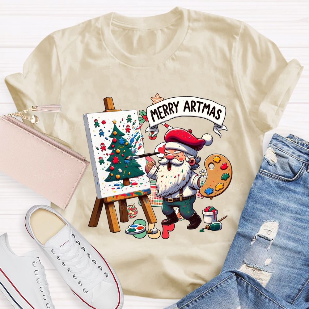 Merry Artmas Fun Christmas For Art Teachers T-shirt