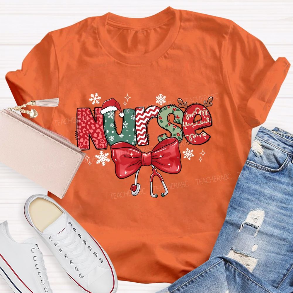 School Nurse Christmas Snow Teacher T-shirt