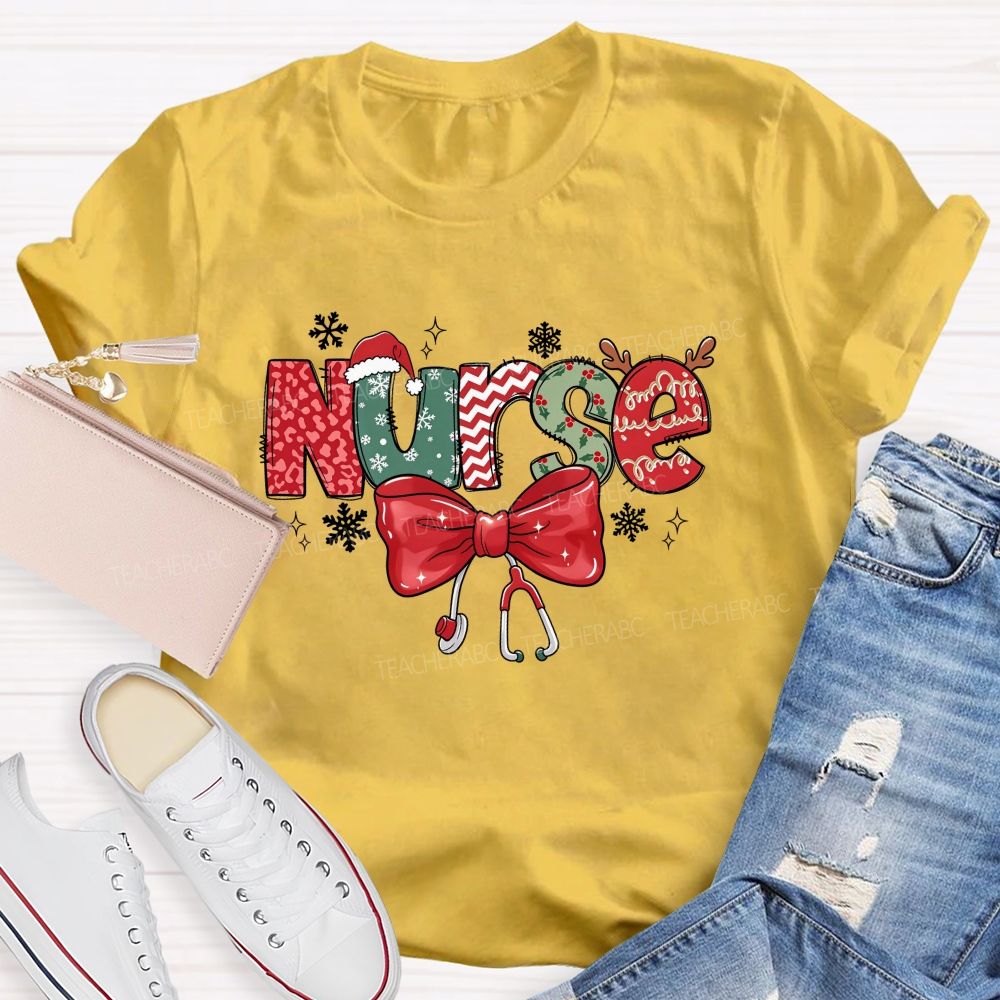 School Nurse Christmas Snow Teacher T-shirt