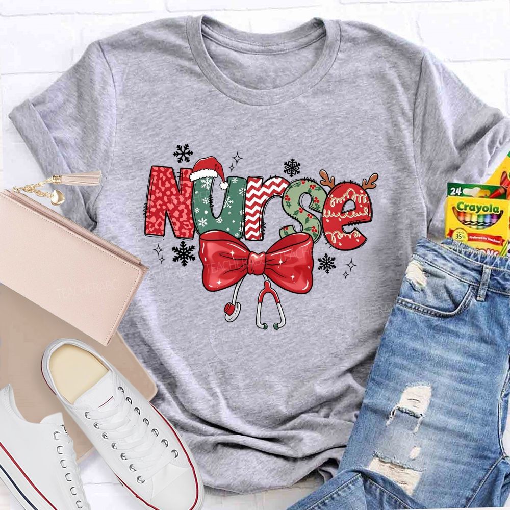 School Nurse Christmas Snow Teacher T-shirt