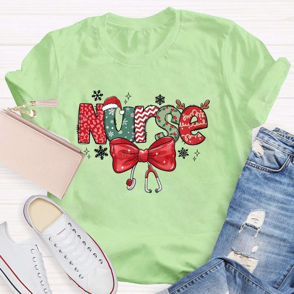 School Nurse Christmas Snow Teacher T-shirt