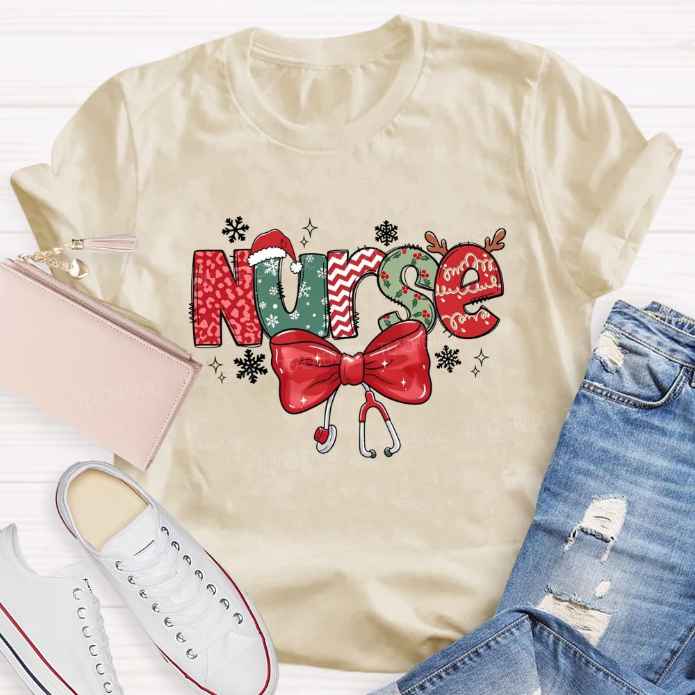 School Nurse Christmas Snow Teacher T-shirt