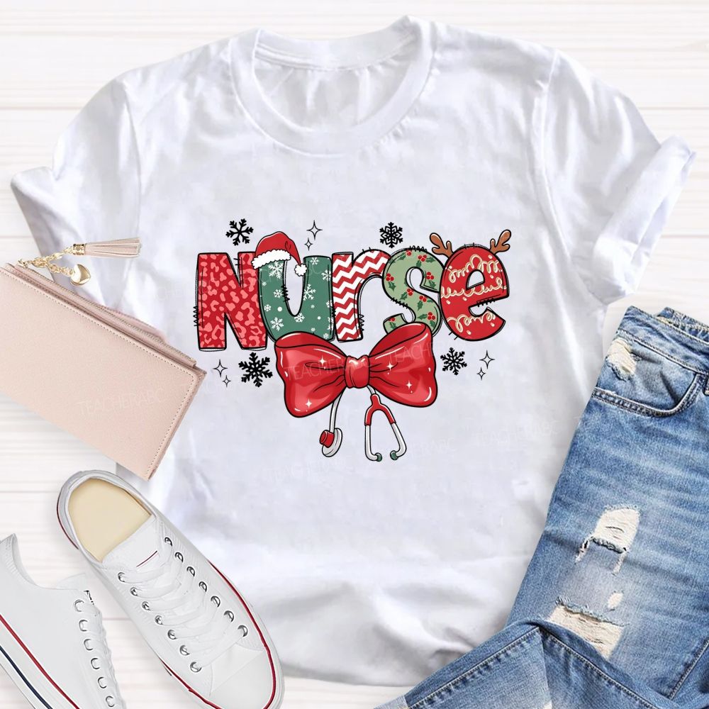 School Nurse Christmas Snow Teacher T-shirt
