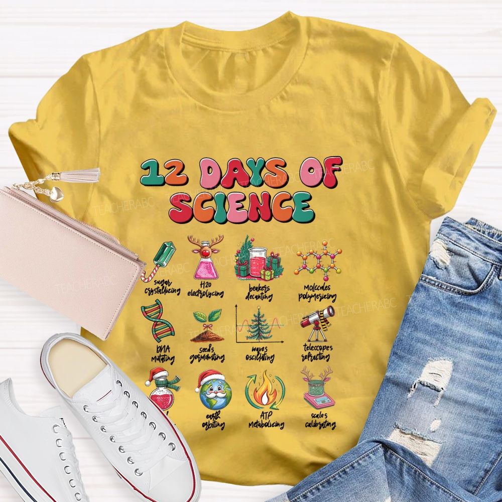 12 Days Of Science‑Fun Christmas For Science Teachers T-shirt