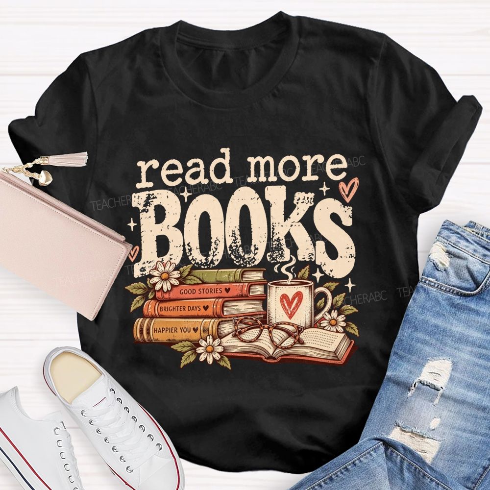 Read More Books Retro Book Lover Teacher T-shirt