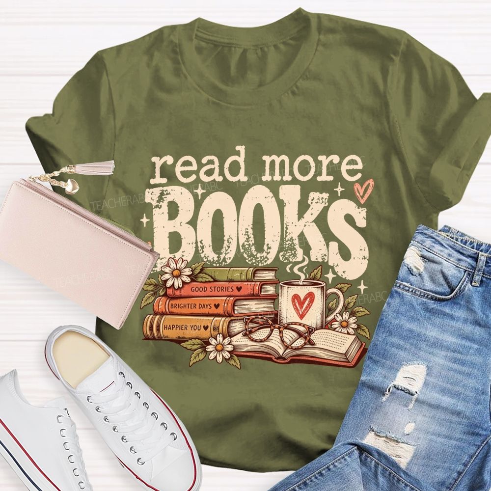 Read More Books Retro Book Lover Teacher T-shirt