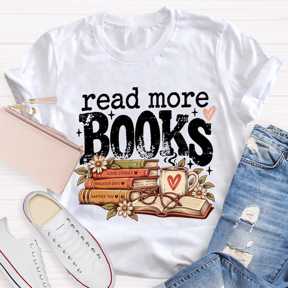 Read More Books Retro Book Lover Teacher T-shirt