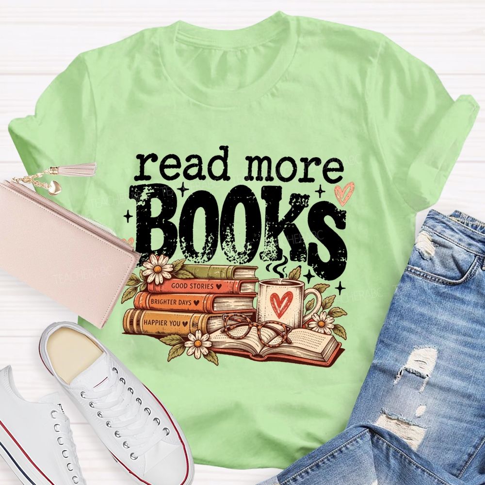 Read More Books Retro Book Lover Teacher T-shirt