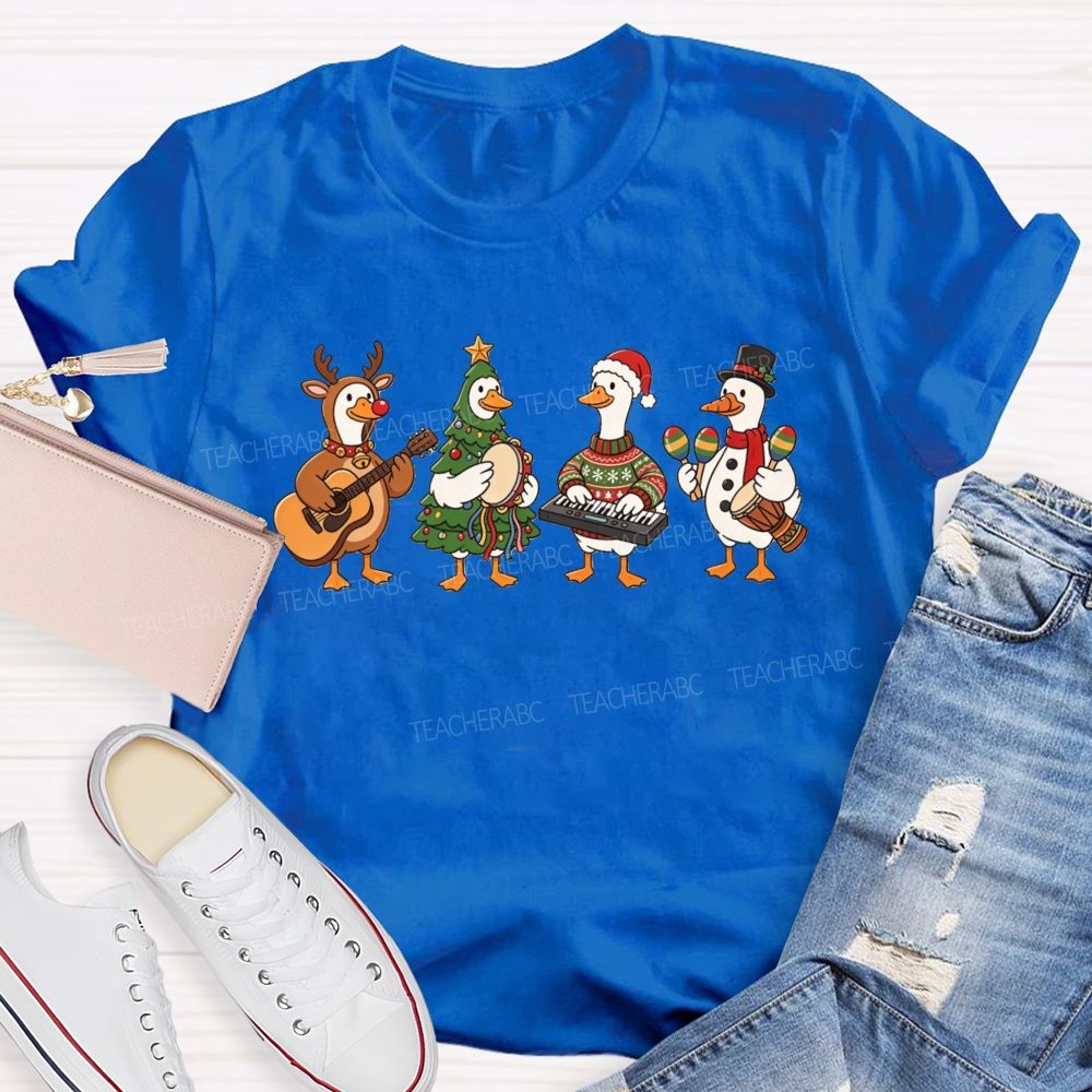Christmas Goose Band Geese Animal Music Holiday Teacher T-shirt
