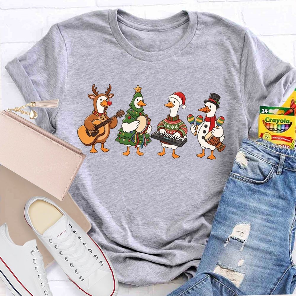 Christmas Goose Band Geese Animal Music Holiday Teacher T-shirt