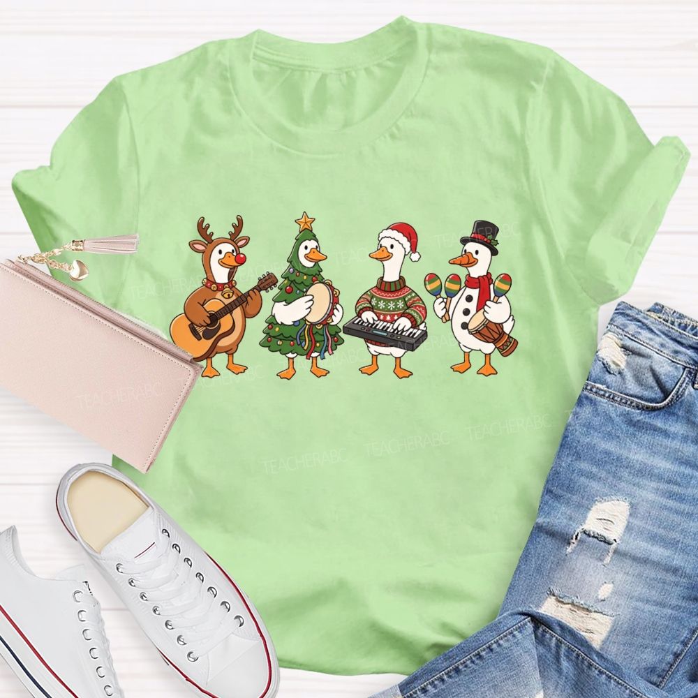 Christmas Goose Band Geese Animal Music Holiday Teacher T-shirt