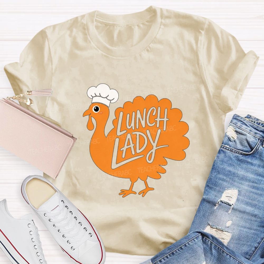 Thanksgiving Lunch Lady Turkey Chef T-shirt