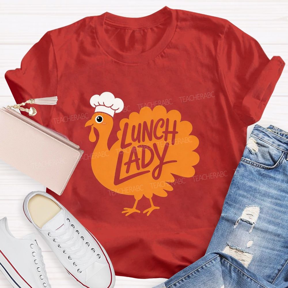 Thanksgiving Lunch Lady Turkey Chef T-shirt