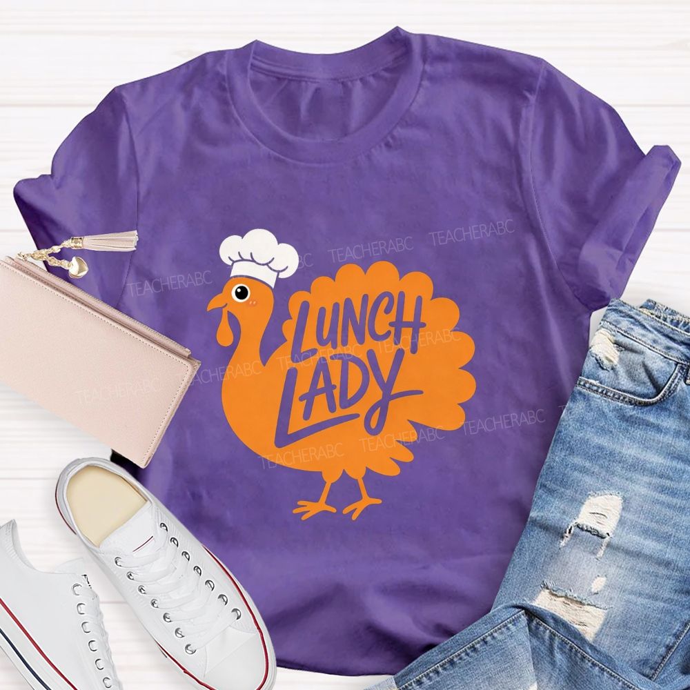 Thanksgiving Lunch Lady Turkey Chef T-shirt