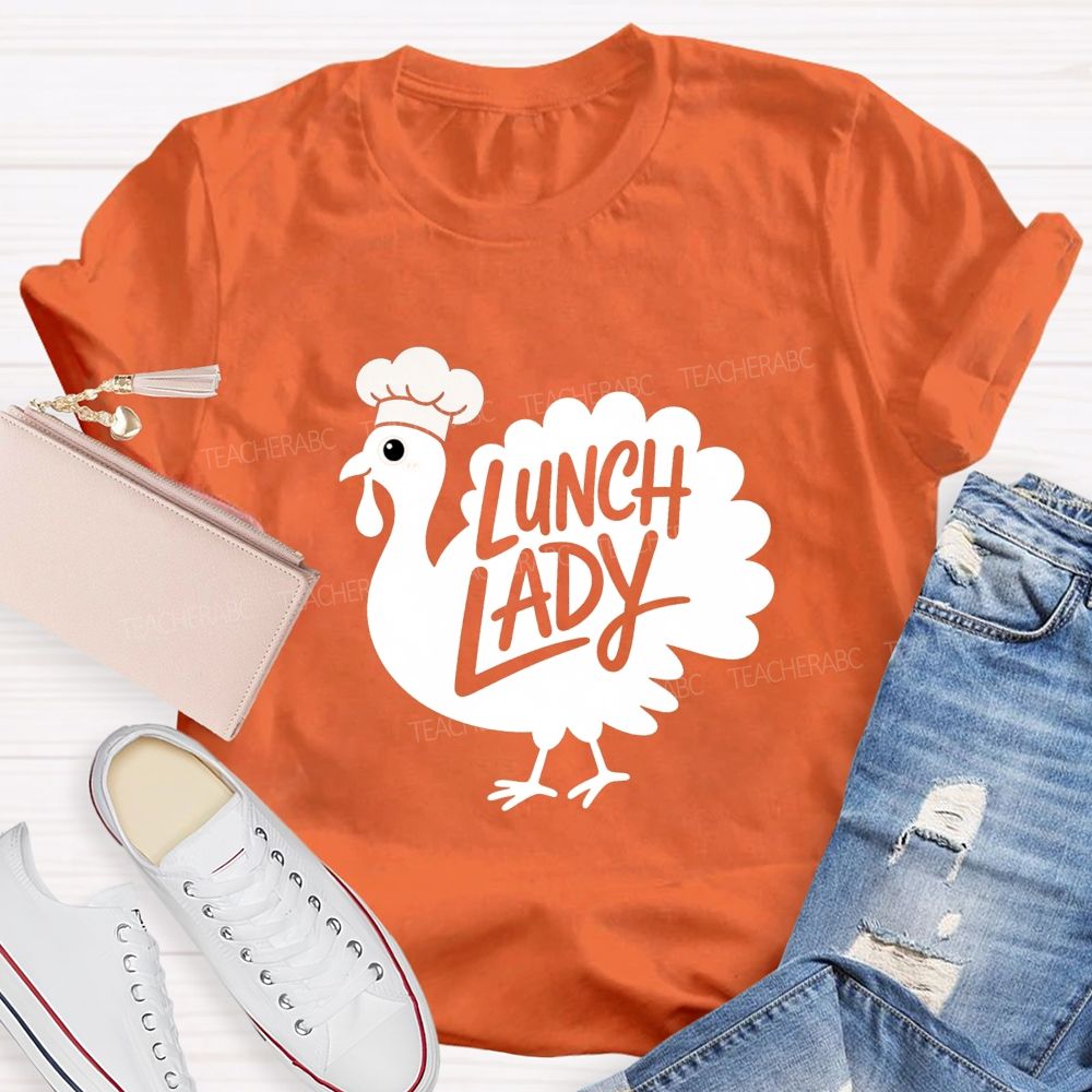 Thanksgiving Lunch Lady Turkey Chef T-shirt