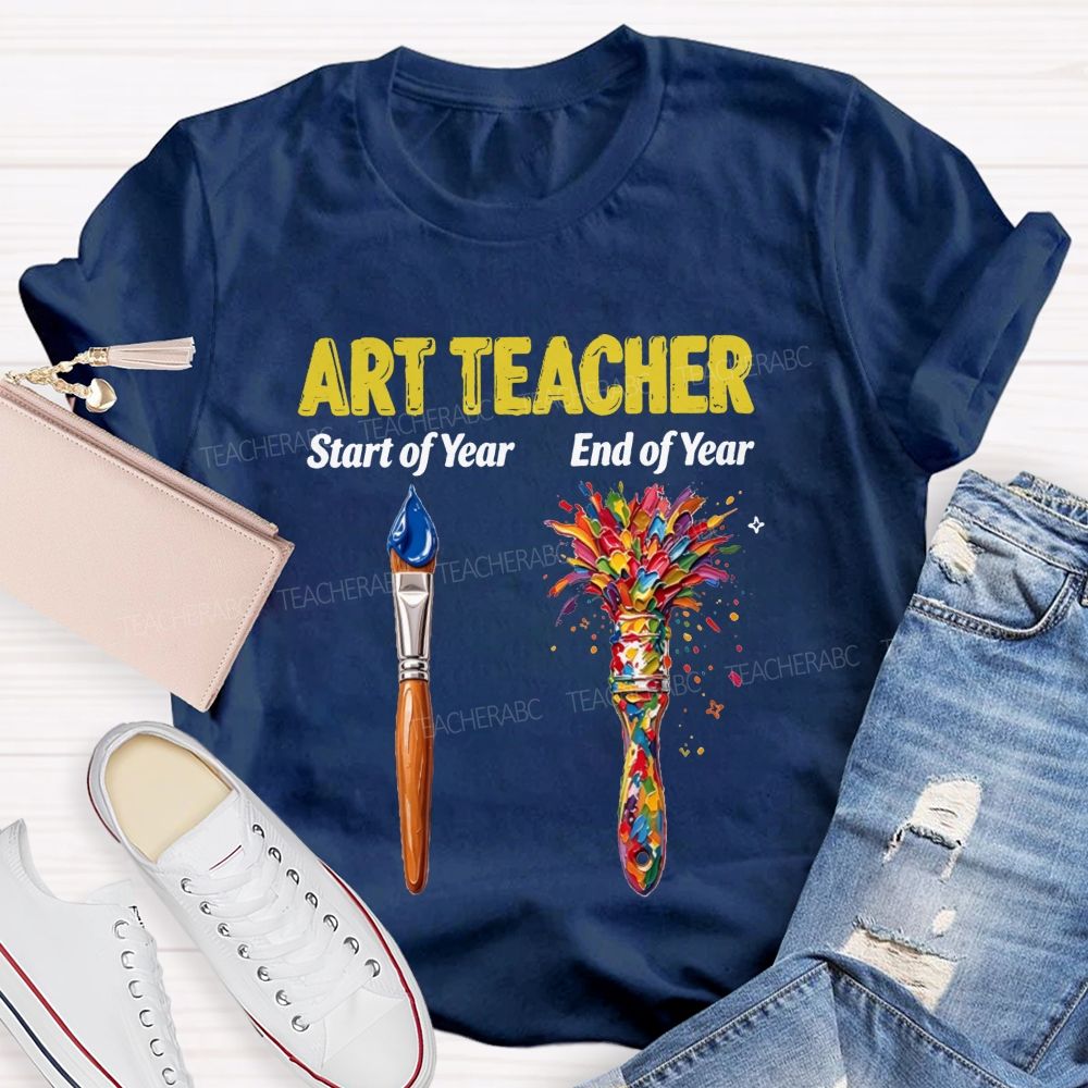 Art Teacher Start Vs End Of The Year Teacher T-shirt