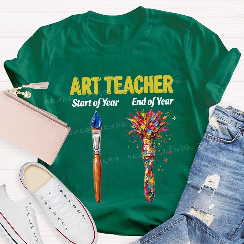 Art Teacher Start Vs End Of The Year Teacher T-shirt