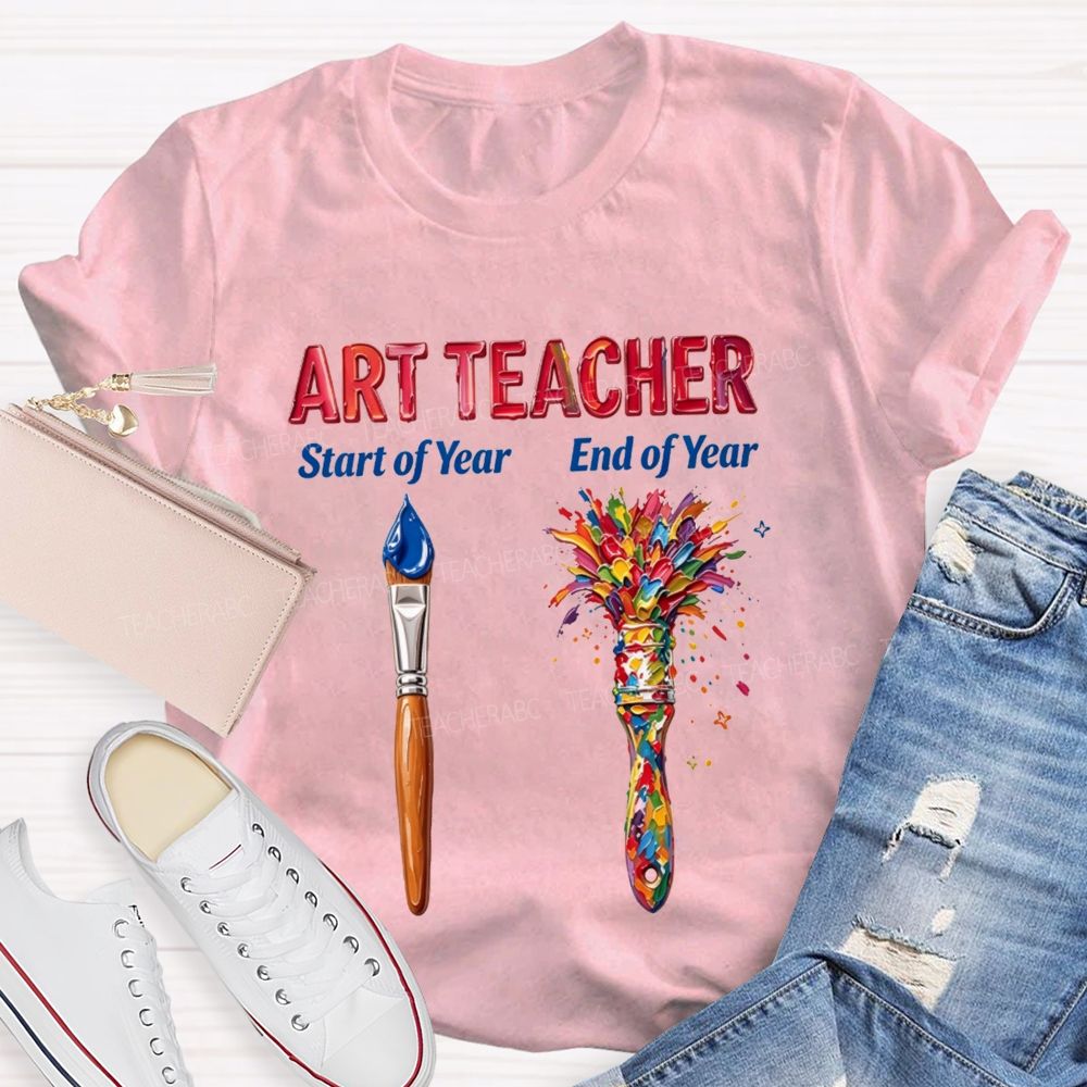 Art Teacher Start Vs End Of The Year Teacher T-shirt