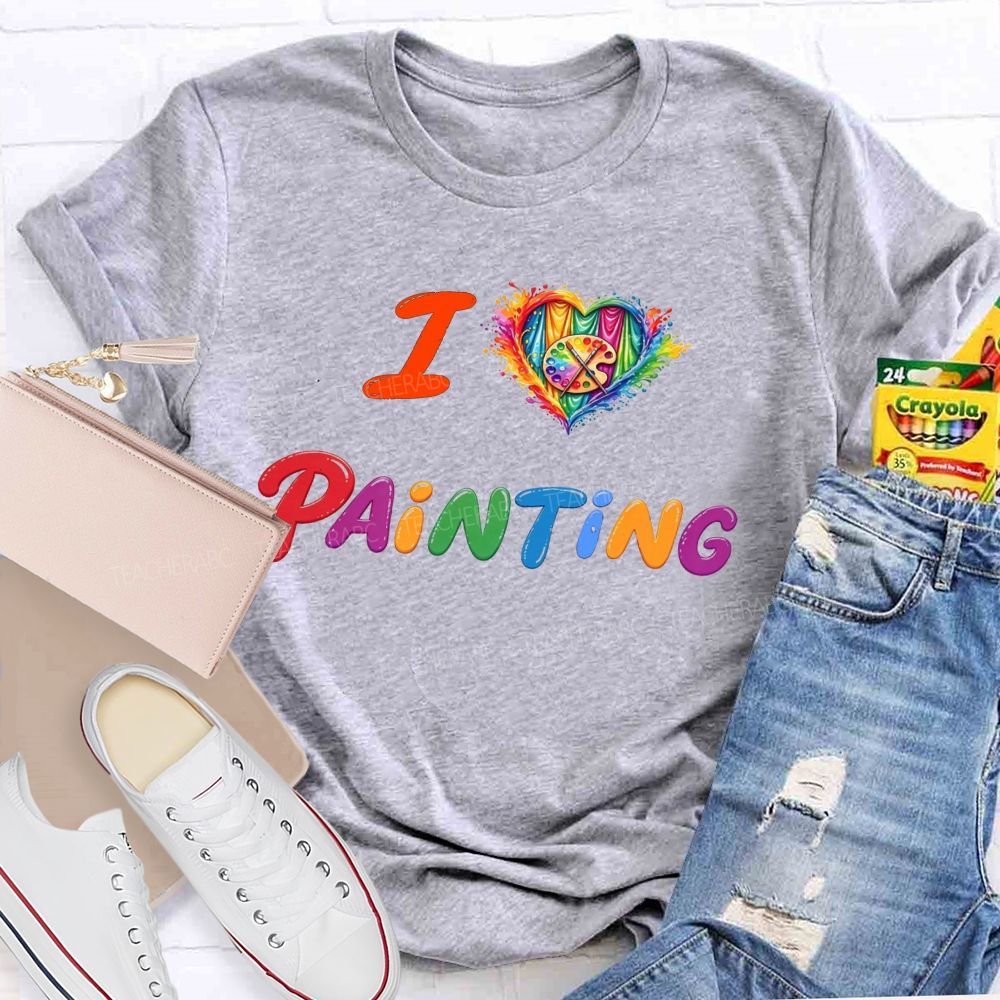 I Heart Painting Colorful Artist Design Art Teacher T-shirt