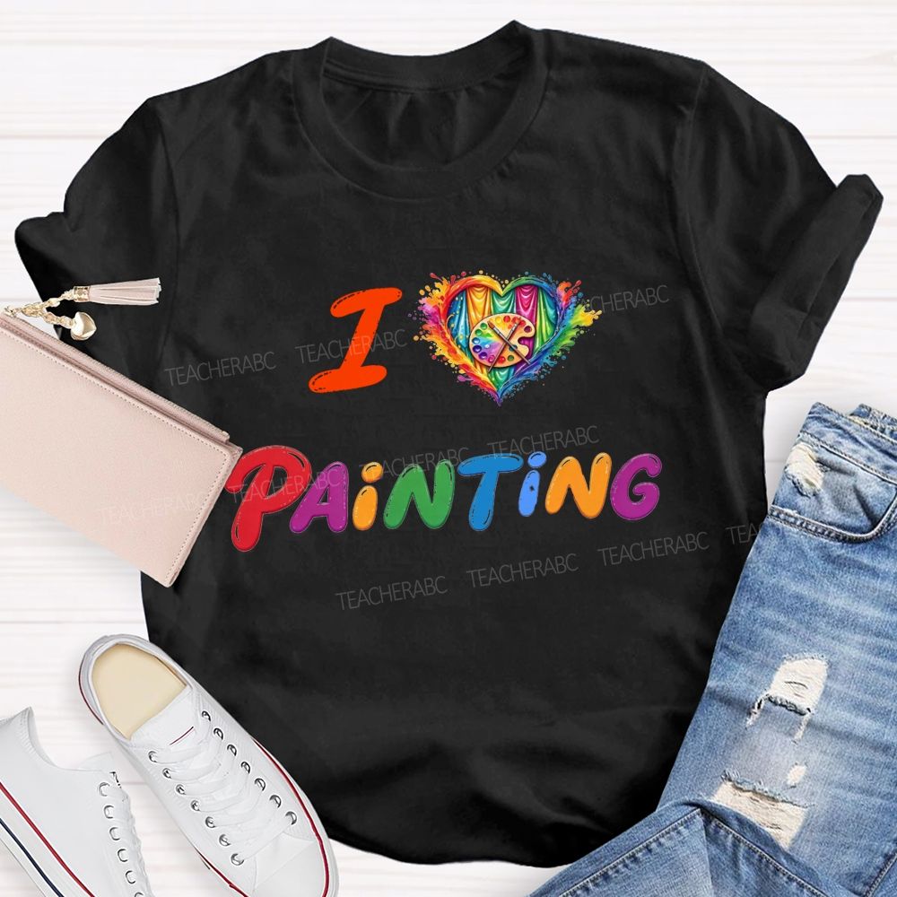 I Heart Painting Colorful Artist Design Art Teacher T-shirt