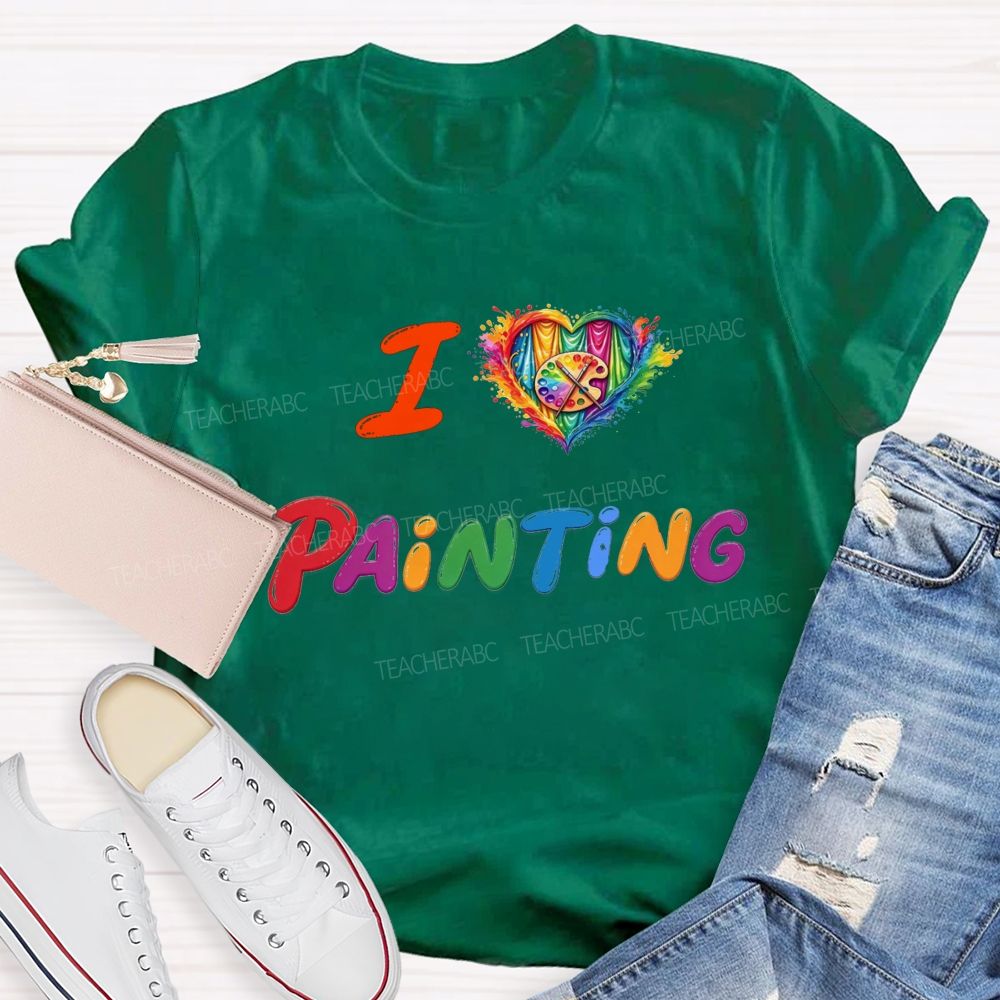 I Heart Painting Colorful Artist Design Art Teacher T-shirt