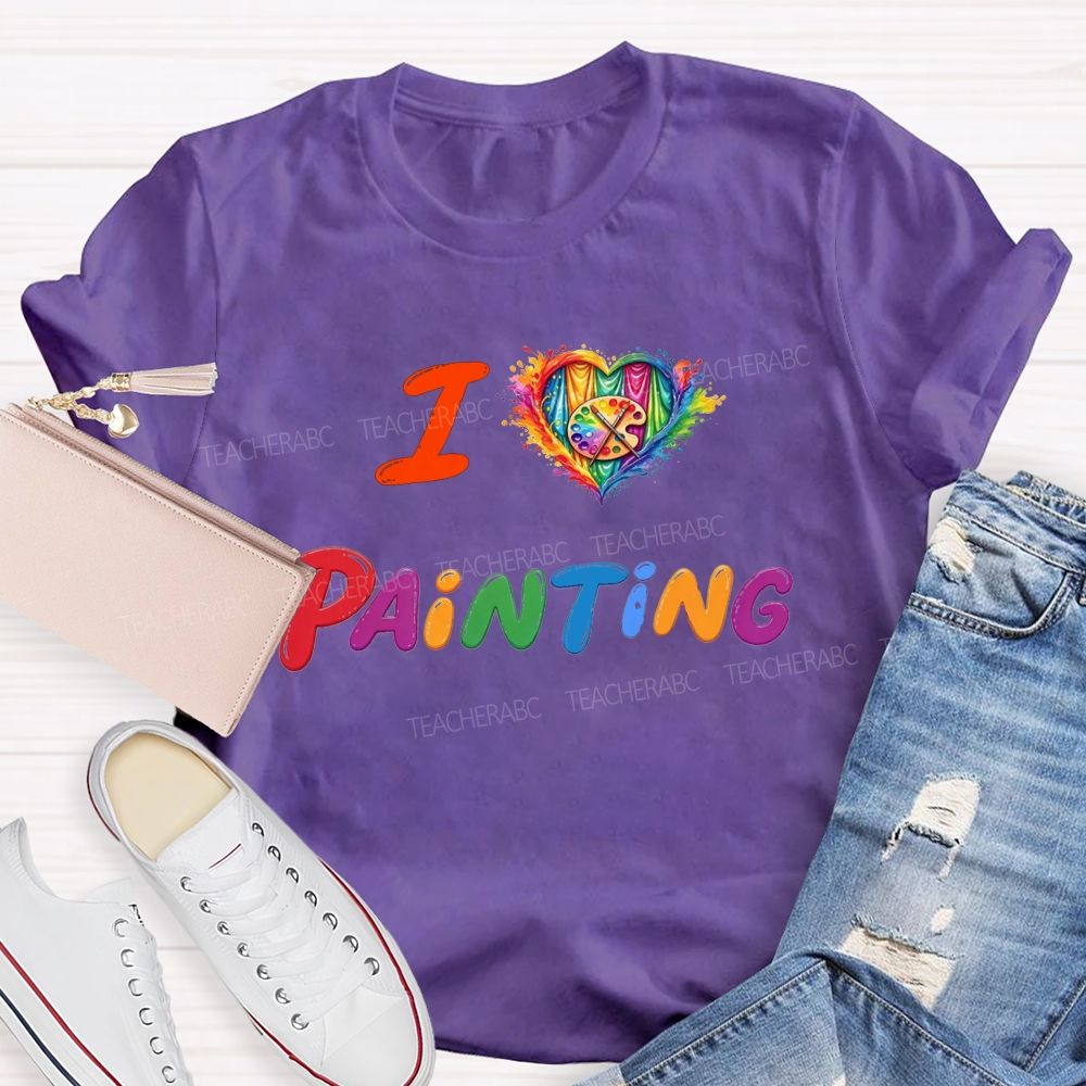 I Heart Painting Colorful Artist Design Art Teacher T-shirt