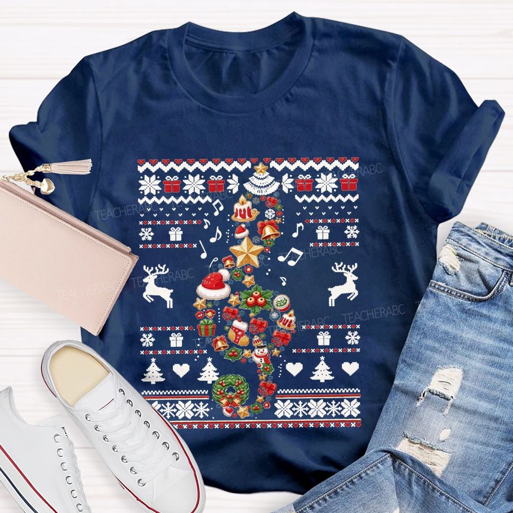 Music Teacher Christmas Tree Teacher T-shirt