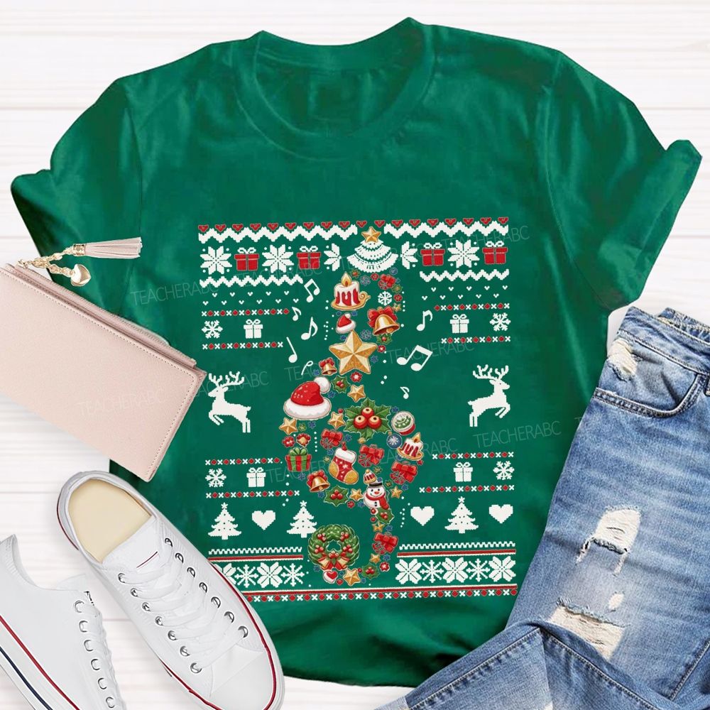 Music Teacher Christmas Tree Teacher T-shirt