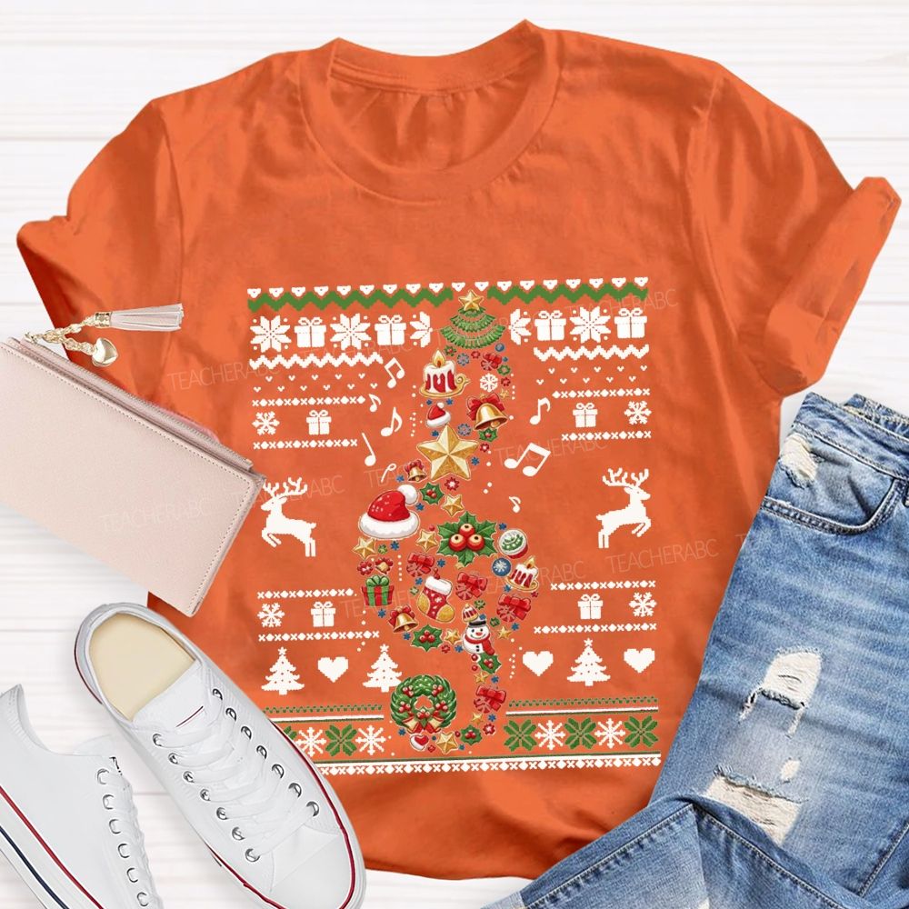 Music Teacher Christmas Tree Teacher T-shirt