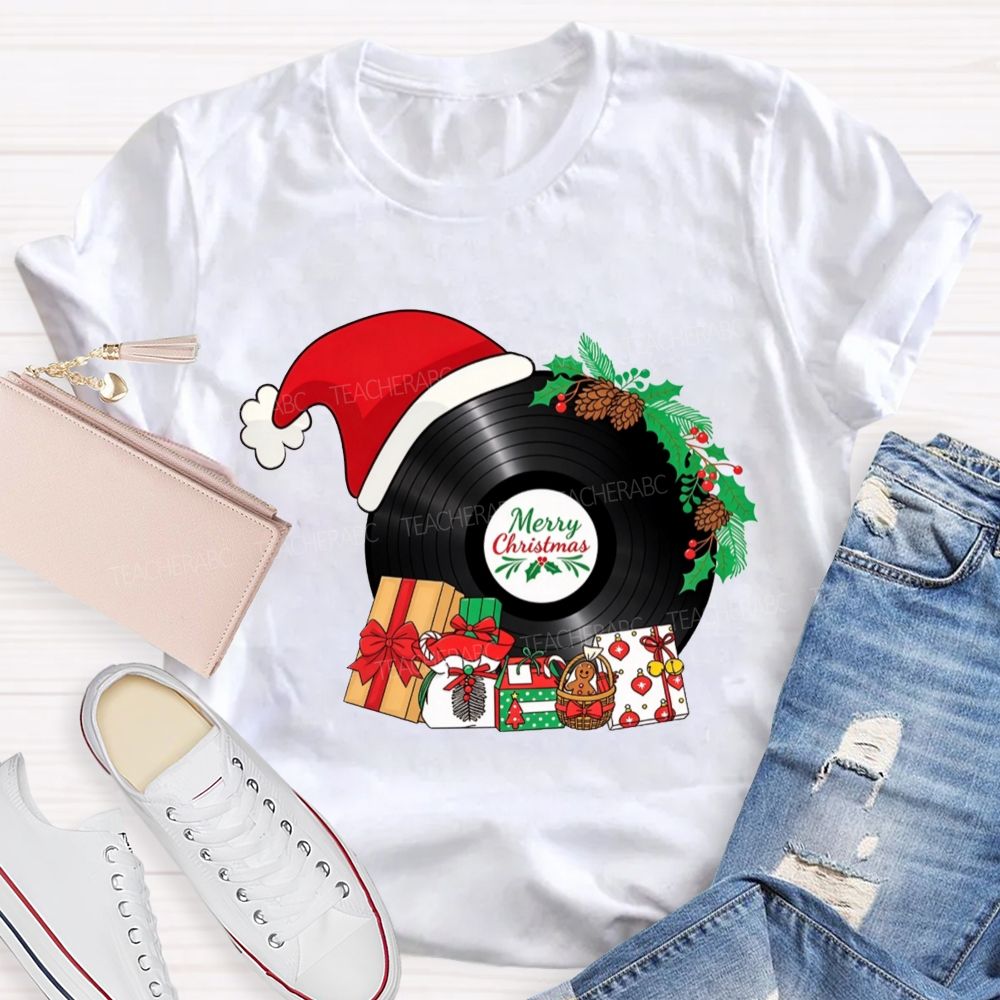 Merry Christmas Music Santa Hat Teacher T-shirt