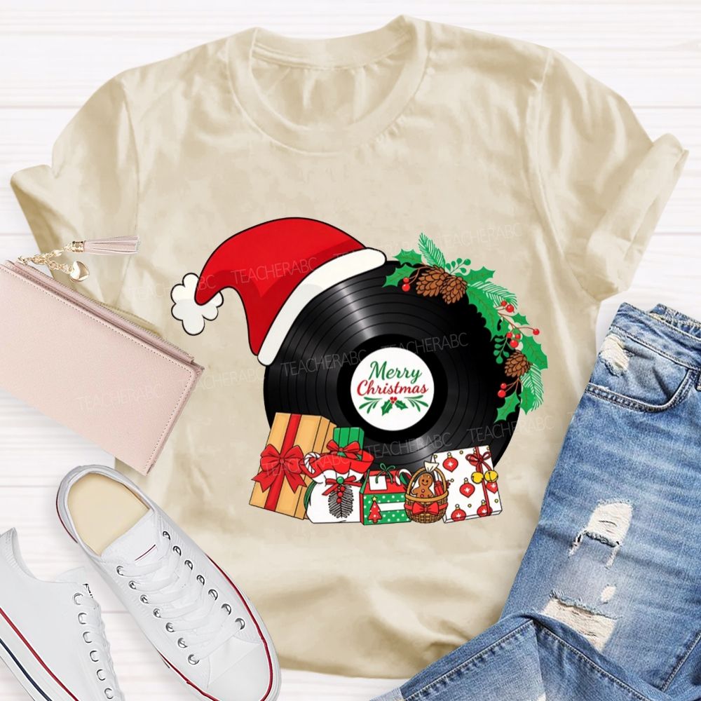 Merry Christmas Music Santa Hat Teacher T-shirt