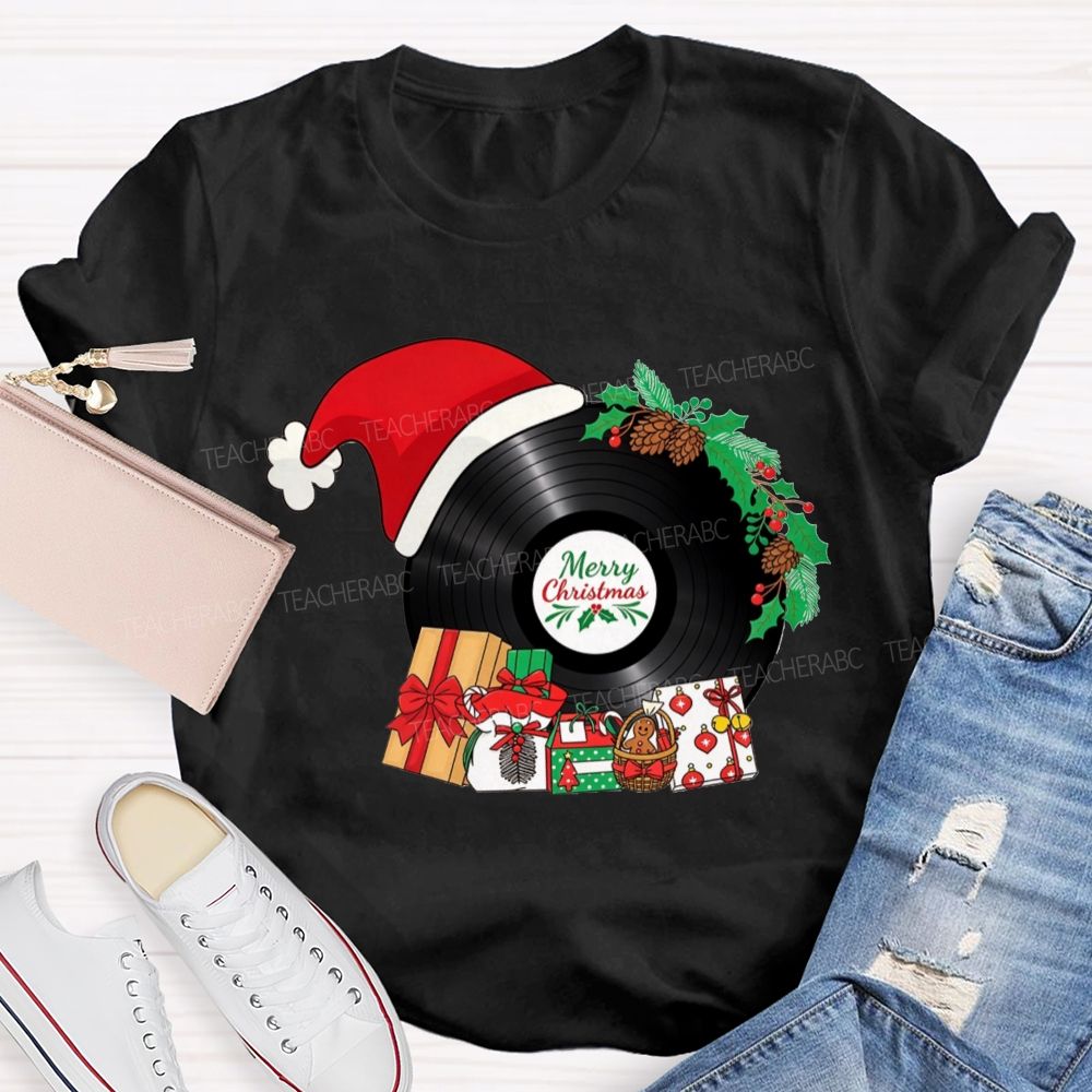 Merry Christmas Music Santa Hat Teacher T-shirt