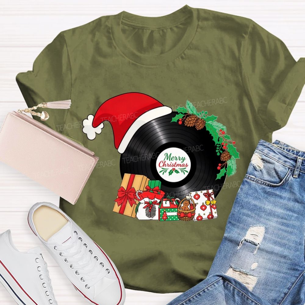 Merry Christmas Music Santa Hat Teacher T-shirt