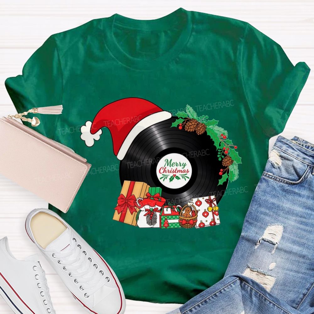 Merry Christmas Music Santa Hat Teacher T-shirt