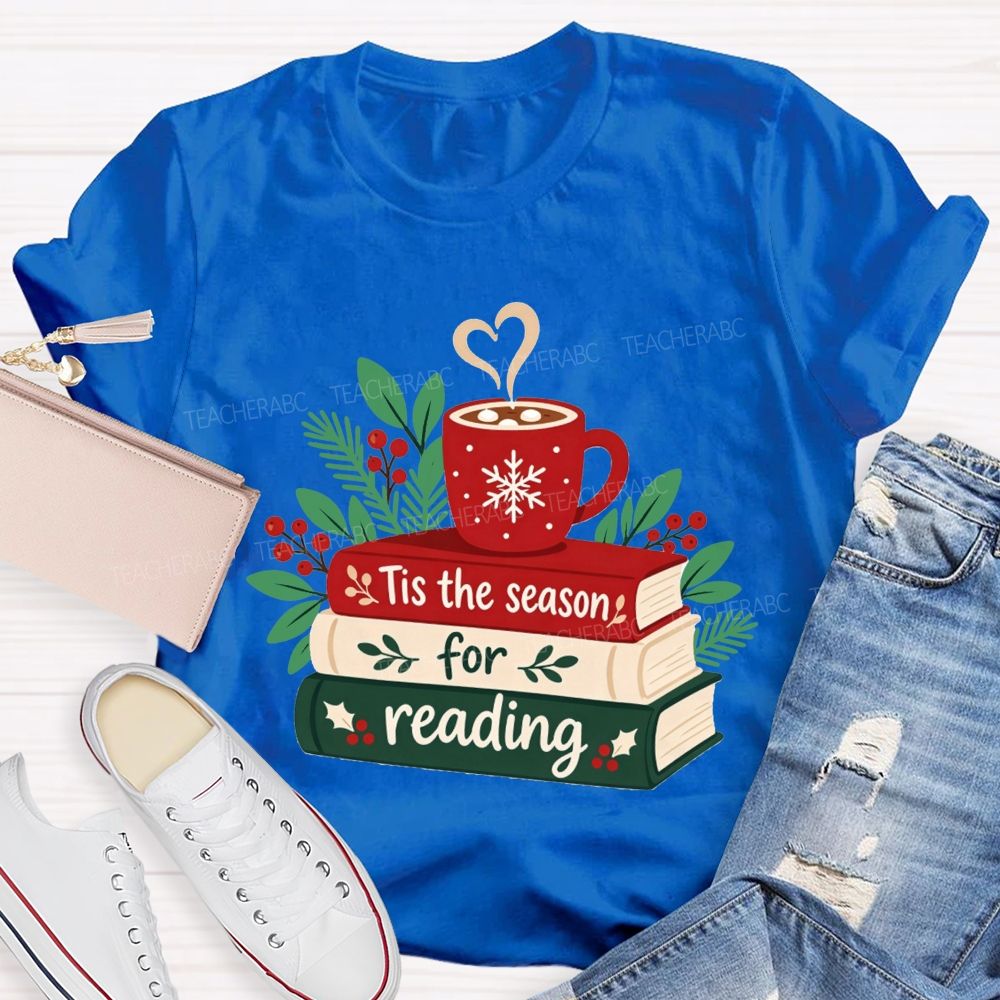 Tis The Season For Reading Christmas Book Teacher T-shirt
