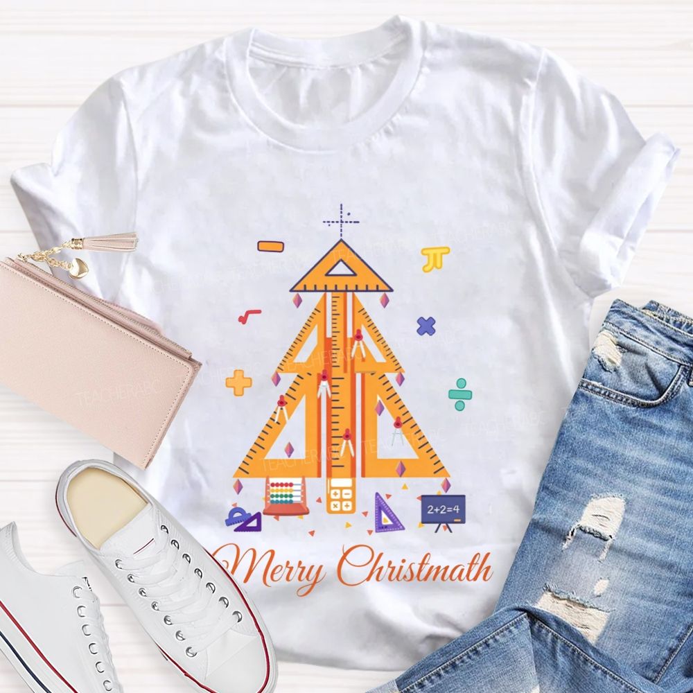 Merry Christmath Math Christmas Tree Teacher T-shirt