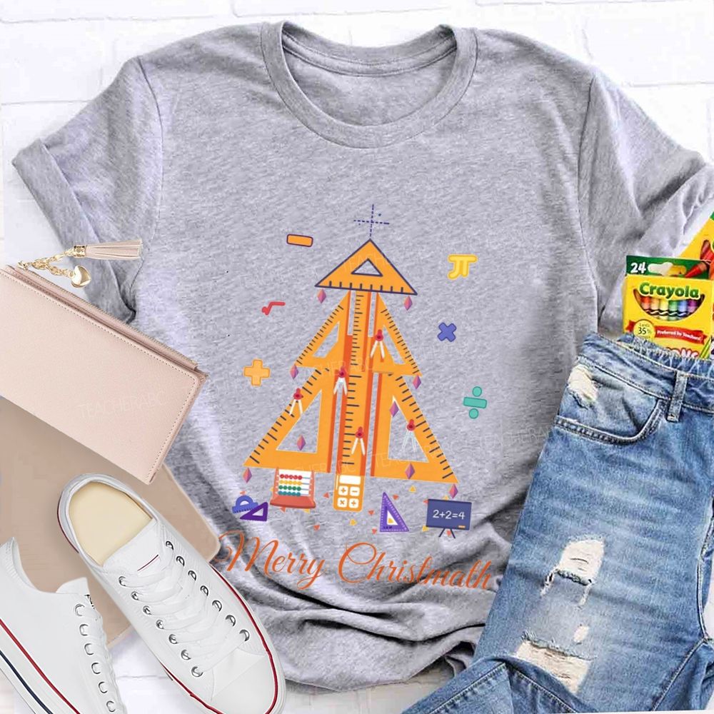 Merry Christmath Math Christmas Tree Teacher T-shirt