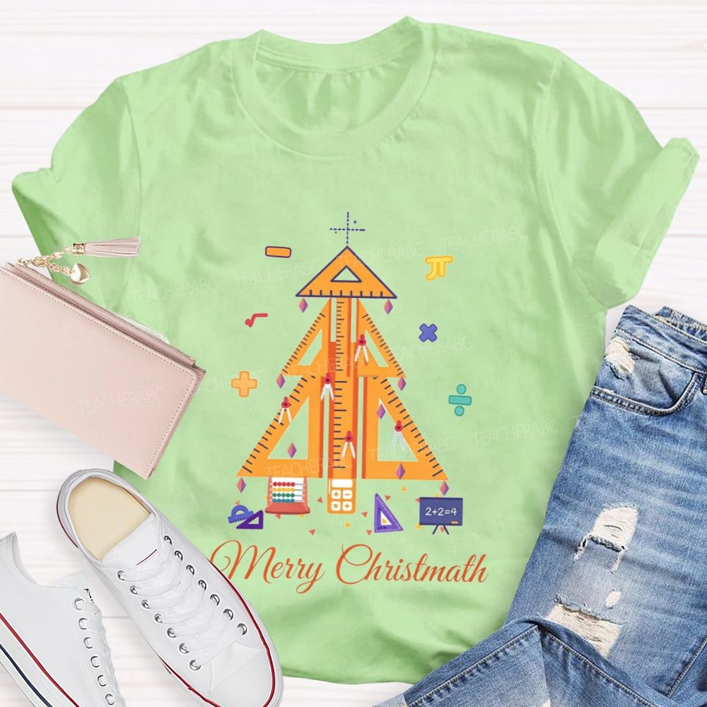 Merry Christmath Math Christmas Tree Teacher T-shirt