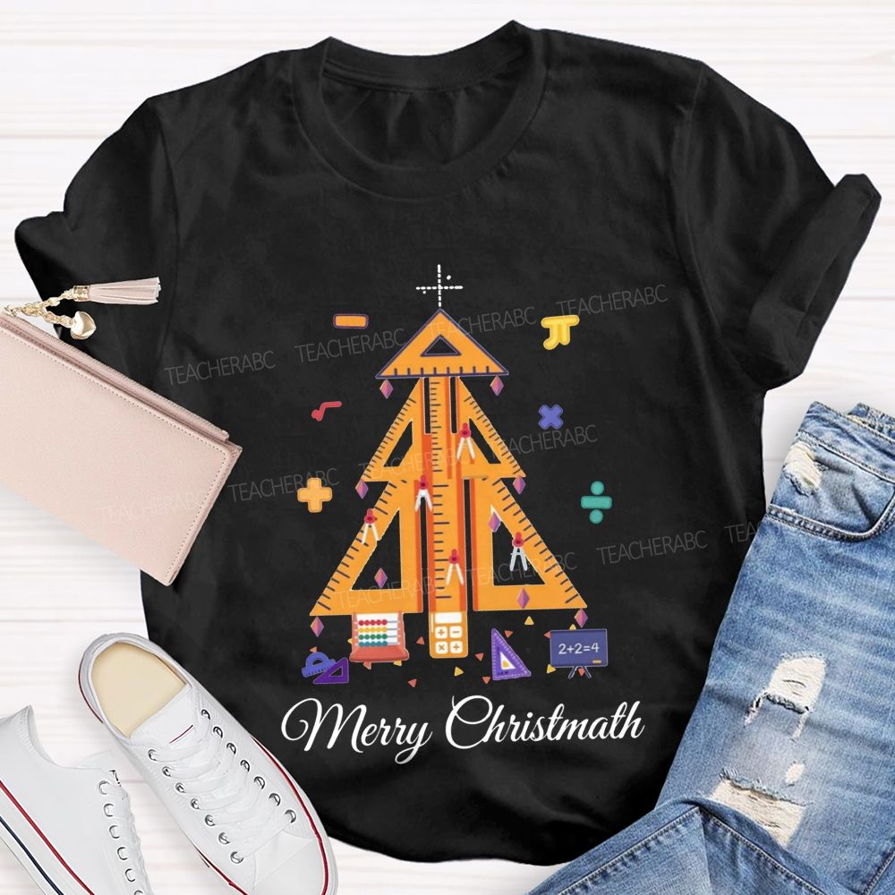 Merry Christmath Math Christmas Tree Teacher T-shirt