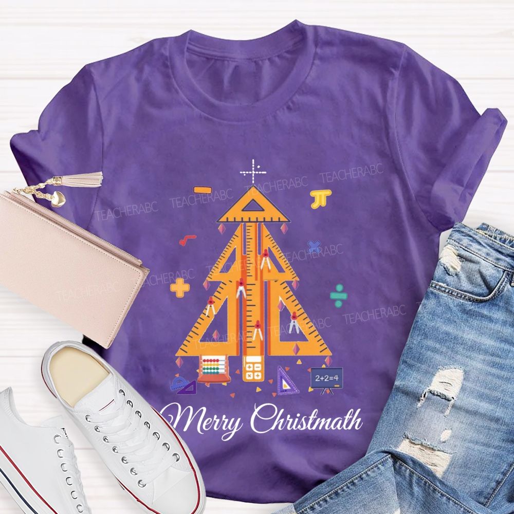 Merry Christmath Math Christmas Tree Teacher T-shirt
