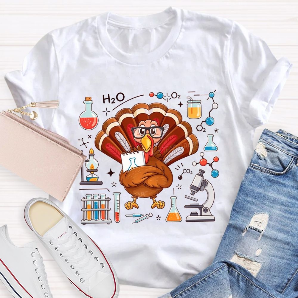 Science Teacher Thanksgiving Turkey Teacher T-shirt
