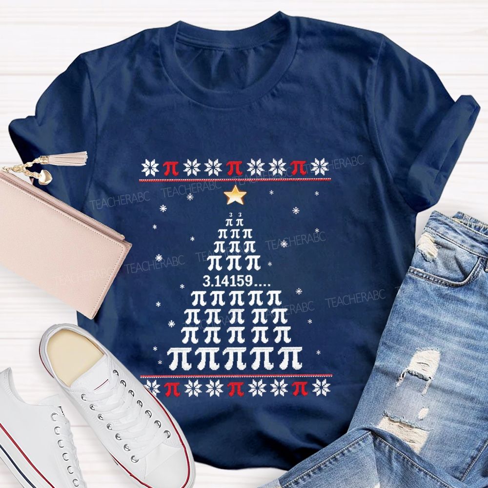 Christmas Math Pi Christmas Tree Teacher T-Shirt