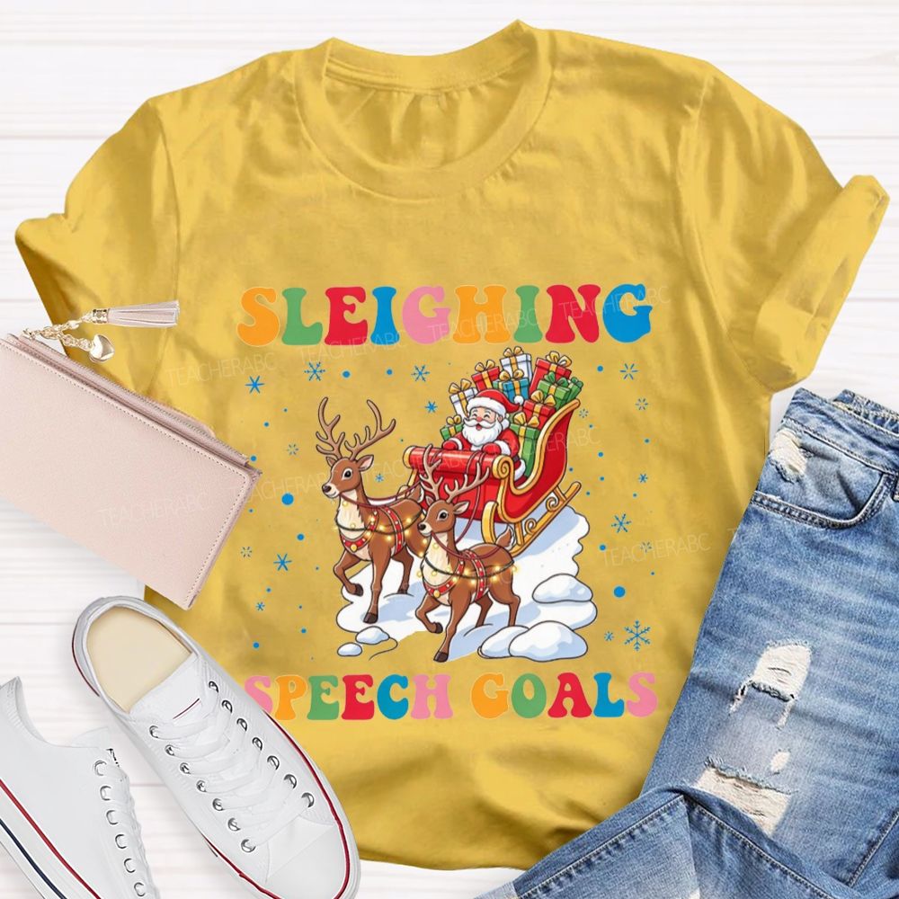 Sleighing Speech Christmas Slp Santa Sleigh Reindeer Teacher T-shirt