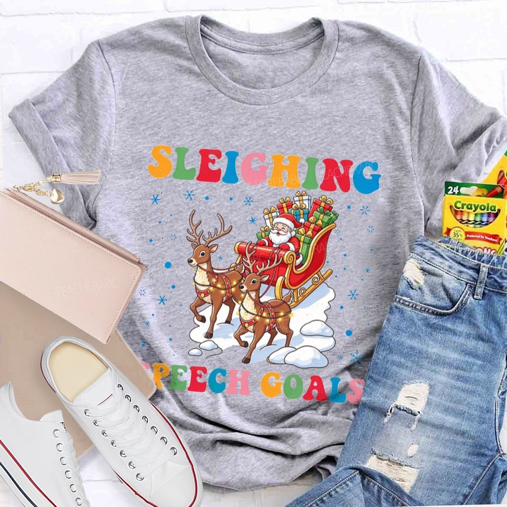 Sleighing Speech Christmas Slp Santa Sleigh Reindeer Teacher T-shirt