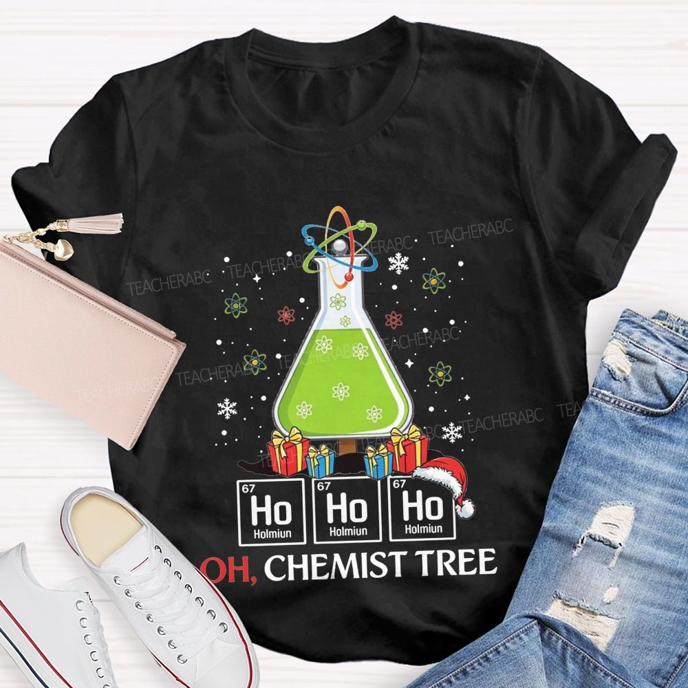 Ho Ho Ho H Chemist Tree Christmas Science Teacher T-shirt